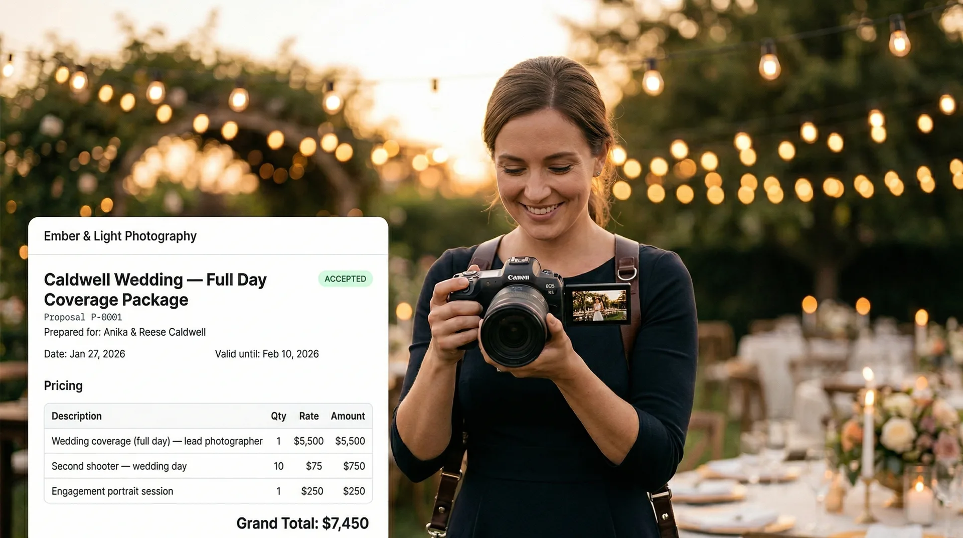 A freelancer leaning back at a clean desk, relaxed — everything is handled