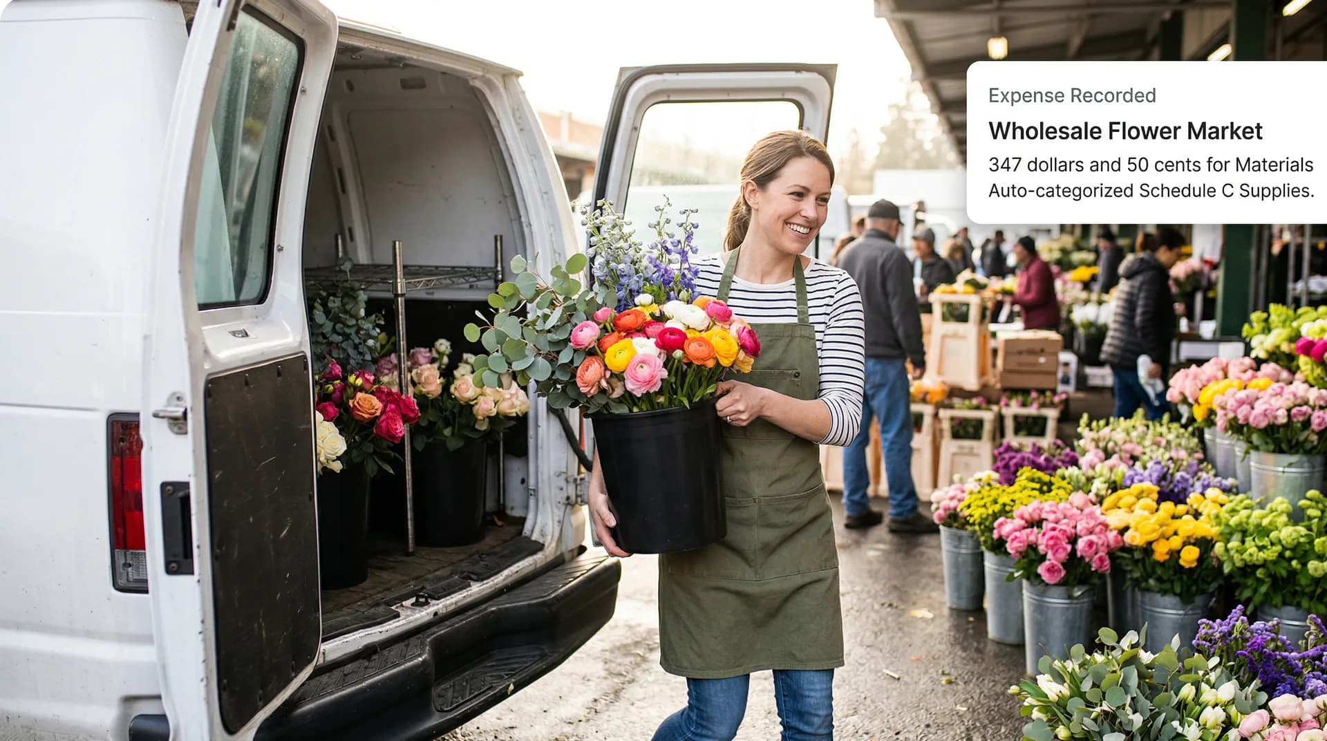 Receipts, miles, and deductions — easy to capture, ready for tax time.